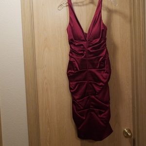 Red Ruched Bodycon Dress